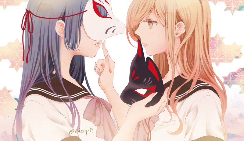 Two Girls with Masks