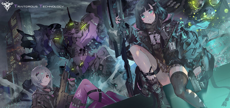 Two Girls with Mechs — Purple