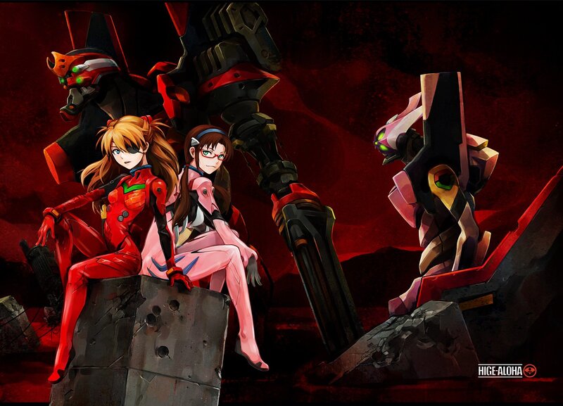 Two Girls with Mechs — Red, Dramatic
