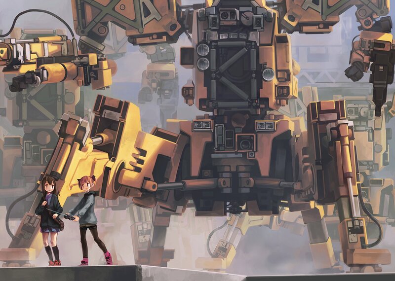 Two Girls with Mechs — Yellow