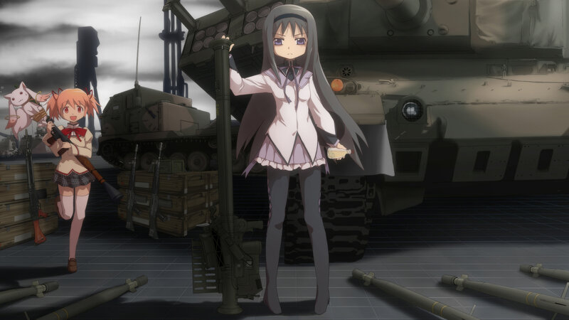 Two Girls with Military Vehicles — Gray