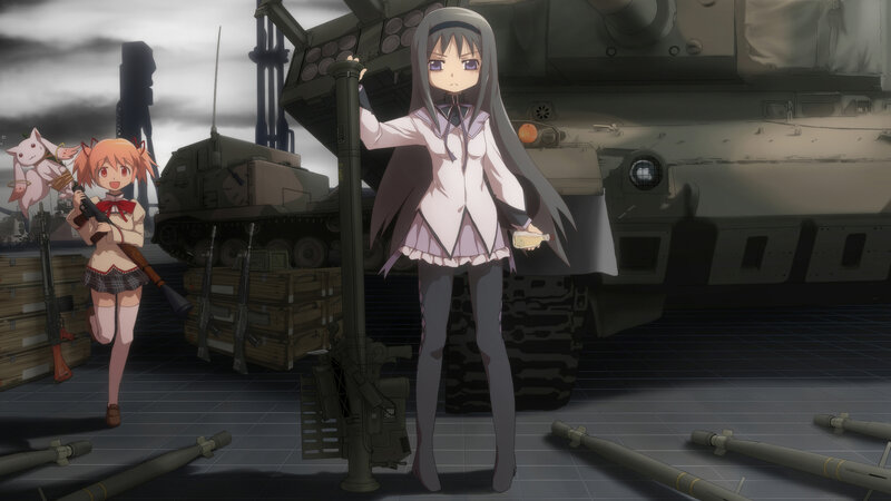 Two Girls with Military Vehicles