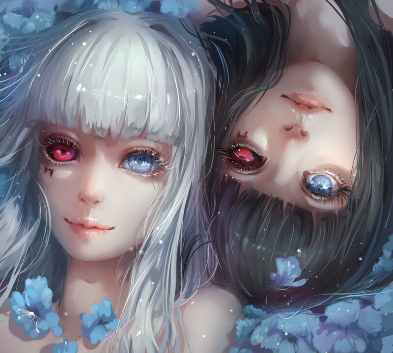 Two Girls with Mismatched Eyes