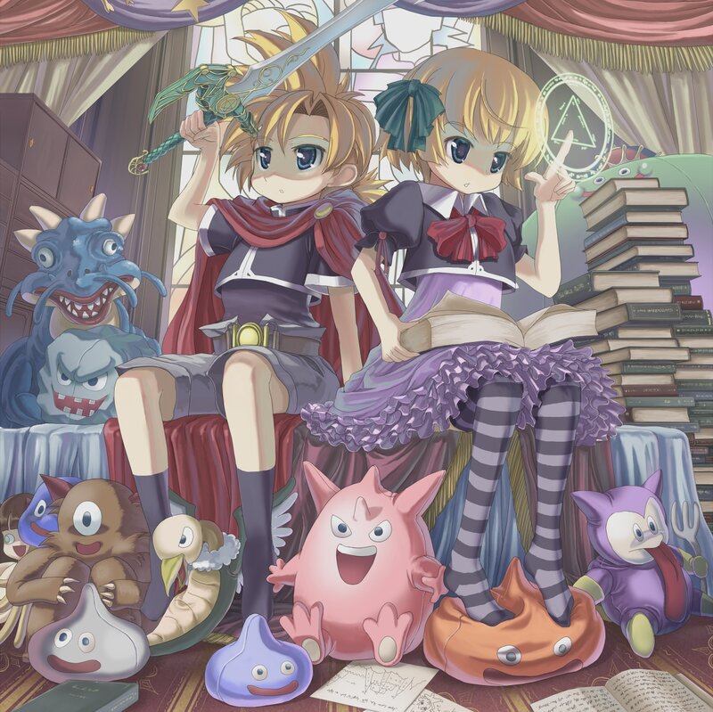 Two Girls with Monsters — Purple