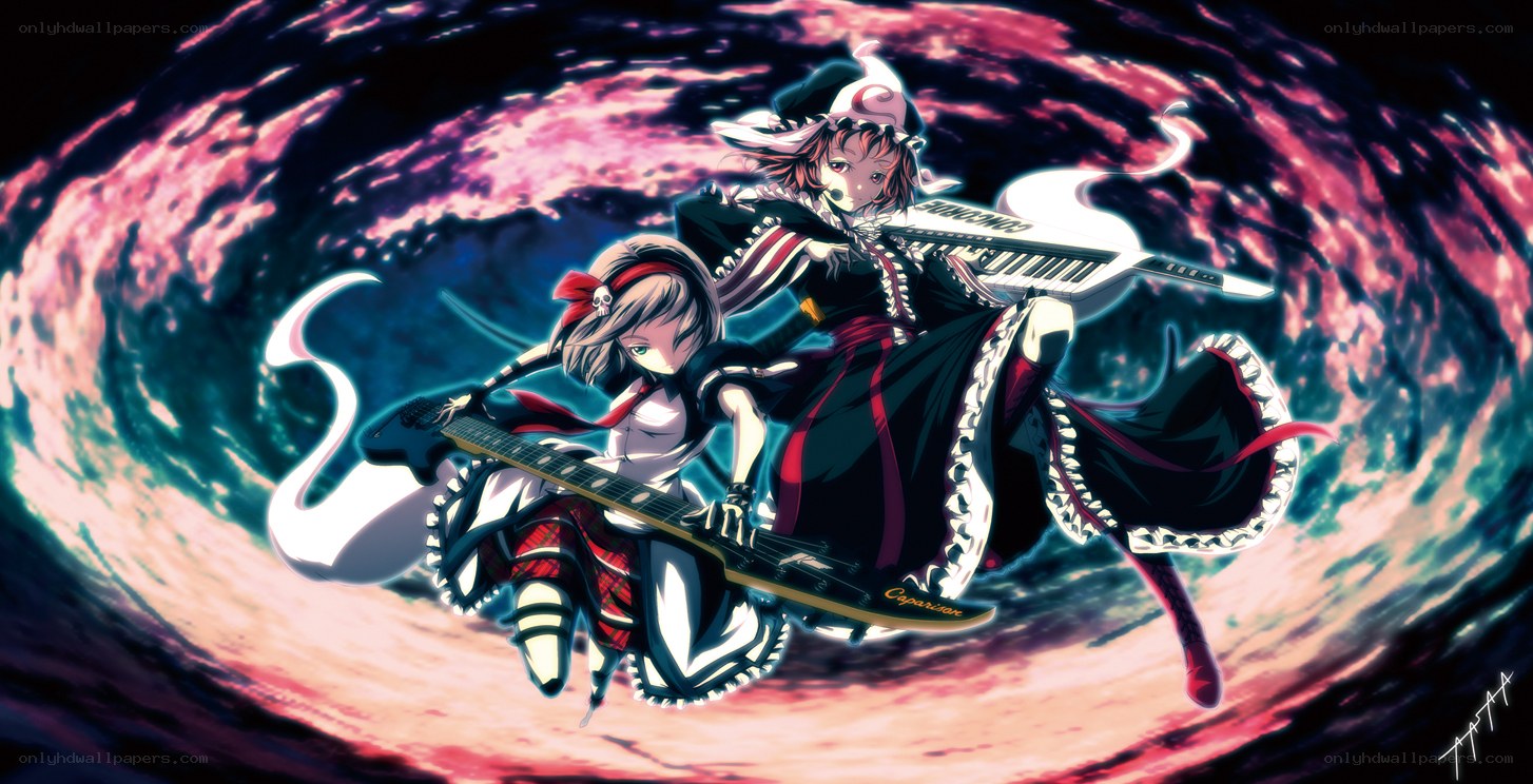 two girls with musical instruments