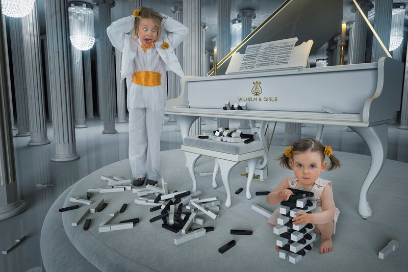 Two Girls with Piano