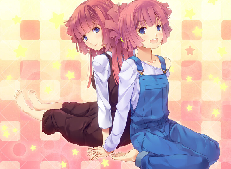 Two girls with pink hair