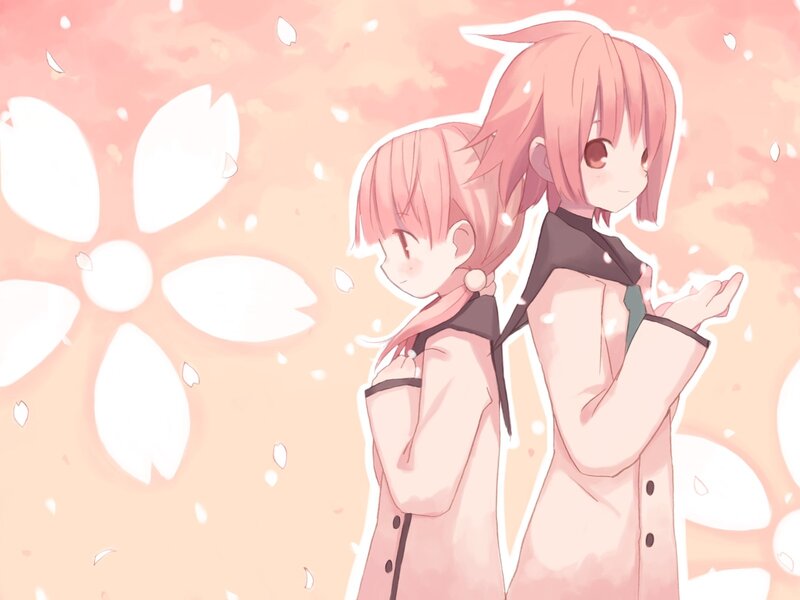 Two girls with pink hair