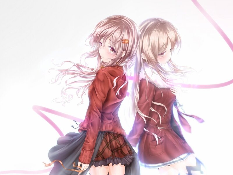 Two girls with pink hair