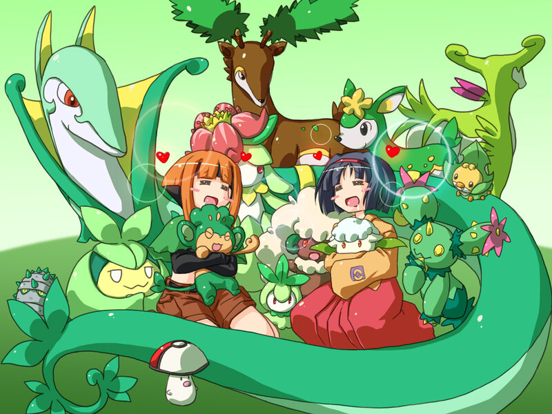 Two Girls with Pokémon — Green