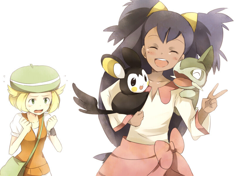 Two Girls with Pokémon — White