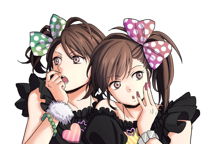 two girls with polka dot bows