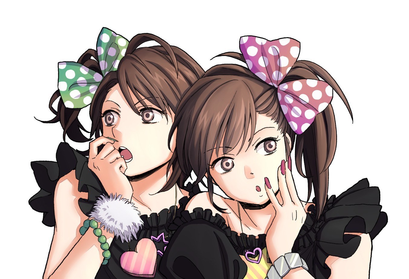 two girls with polka dot bows
