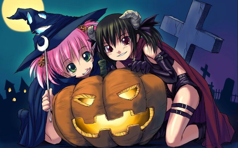Two Girls with Pumpkin