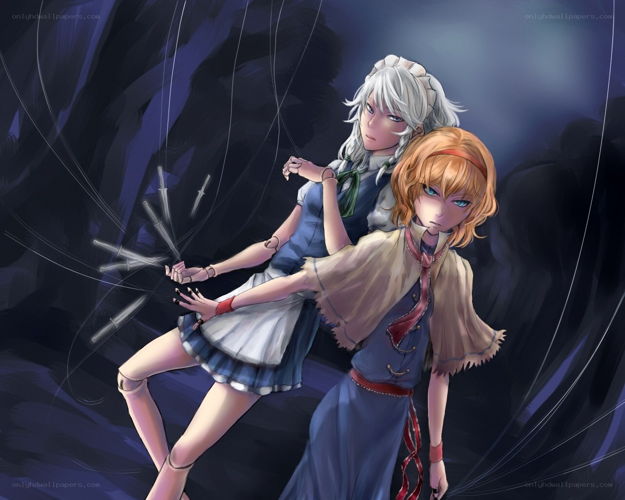 Two girls with puppet strings