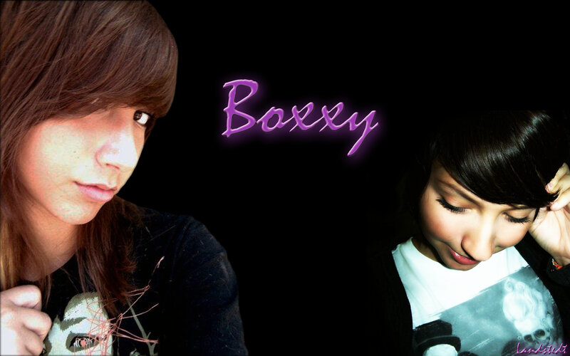two girls with purple text