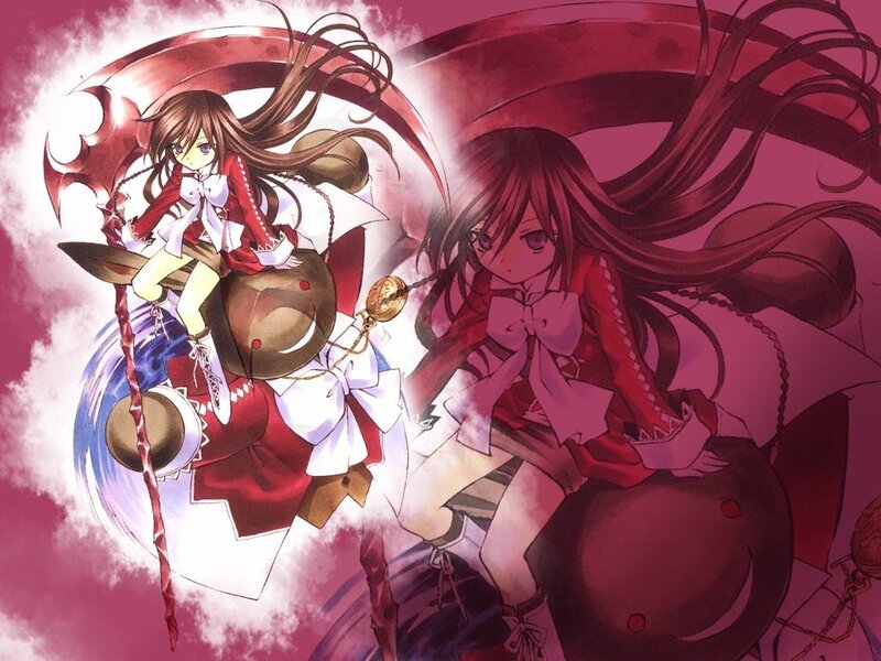 two girls with red weapons