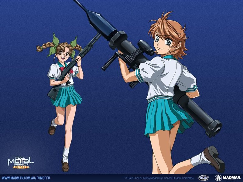 Two Girls with Rifles — Blue, Action