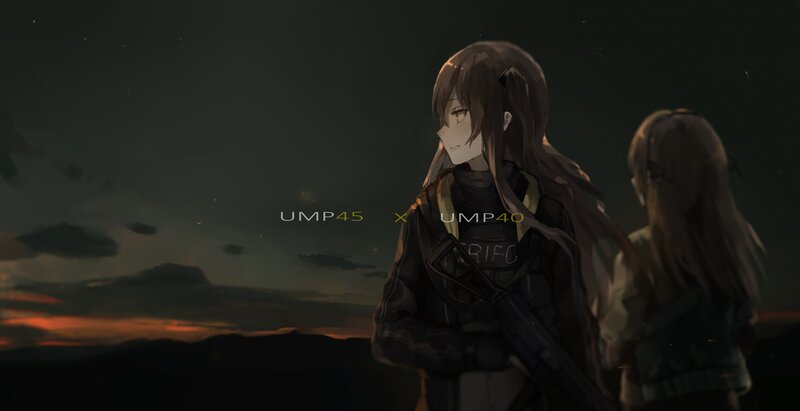 Two Girls with Rifles — Dark Gray