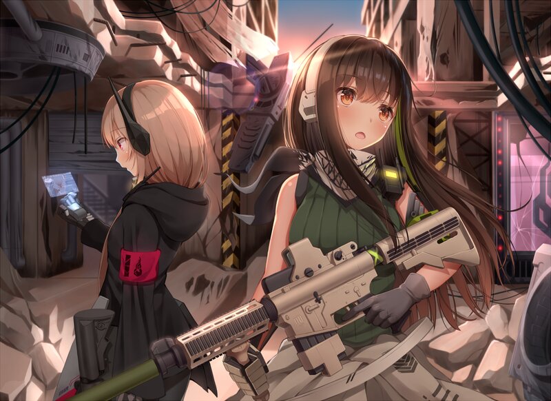 Two Girls with Rifles — Green