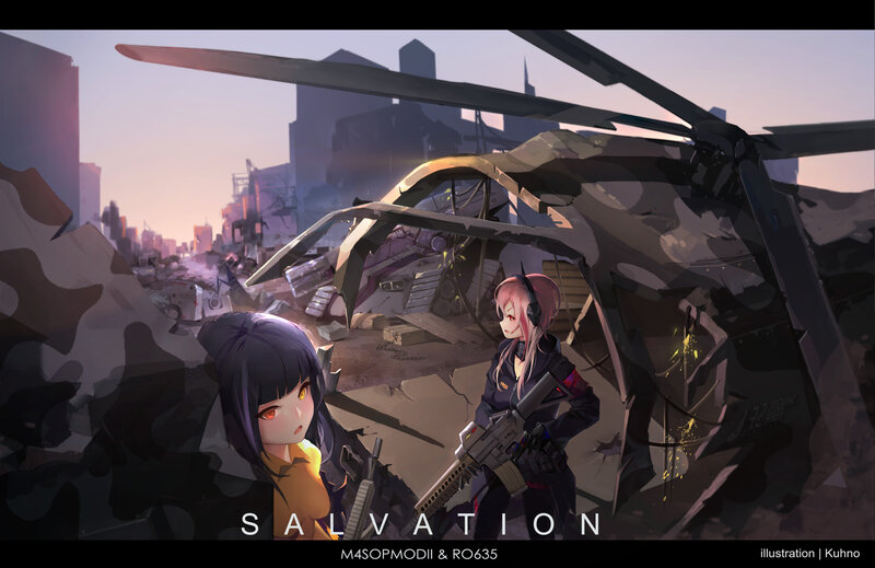Two Girls with Rifles — Purple