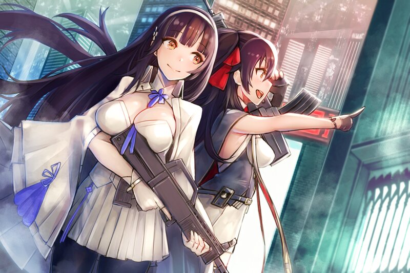 Two Girls with Rifles — White, Action, Anime