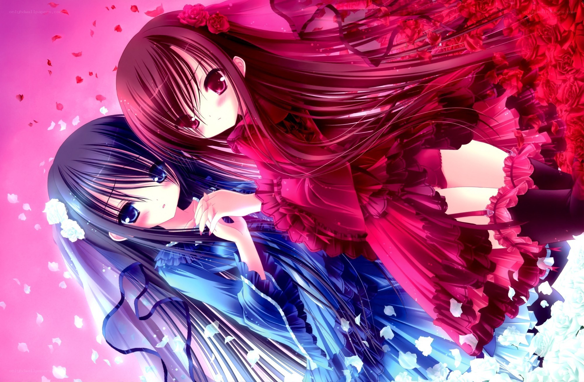 Two girls with roses