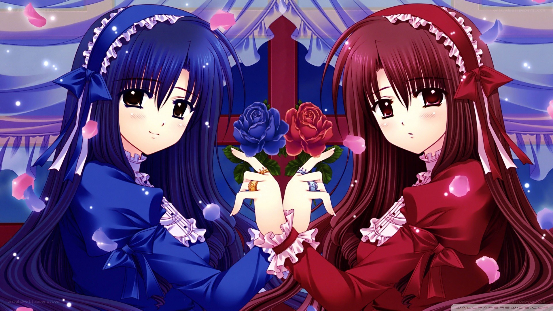 Two girls with roses