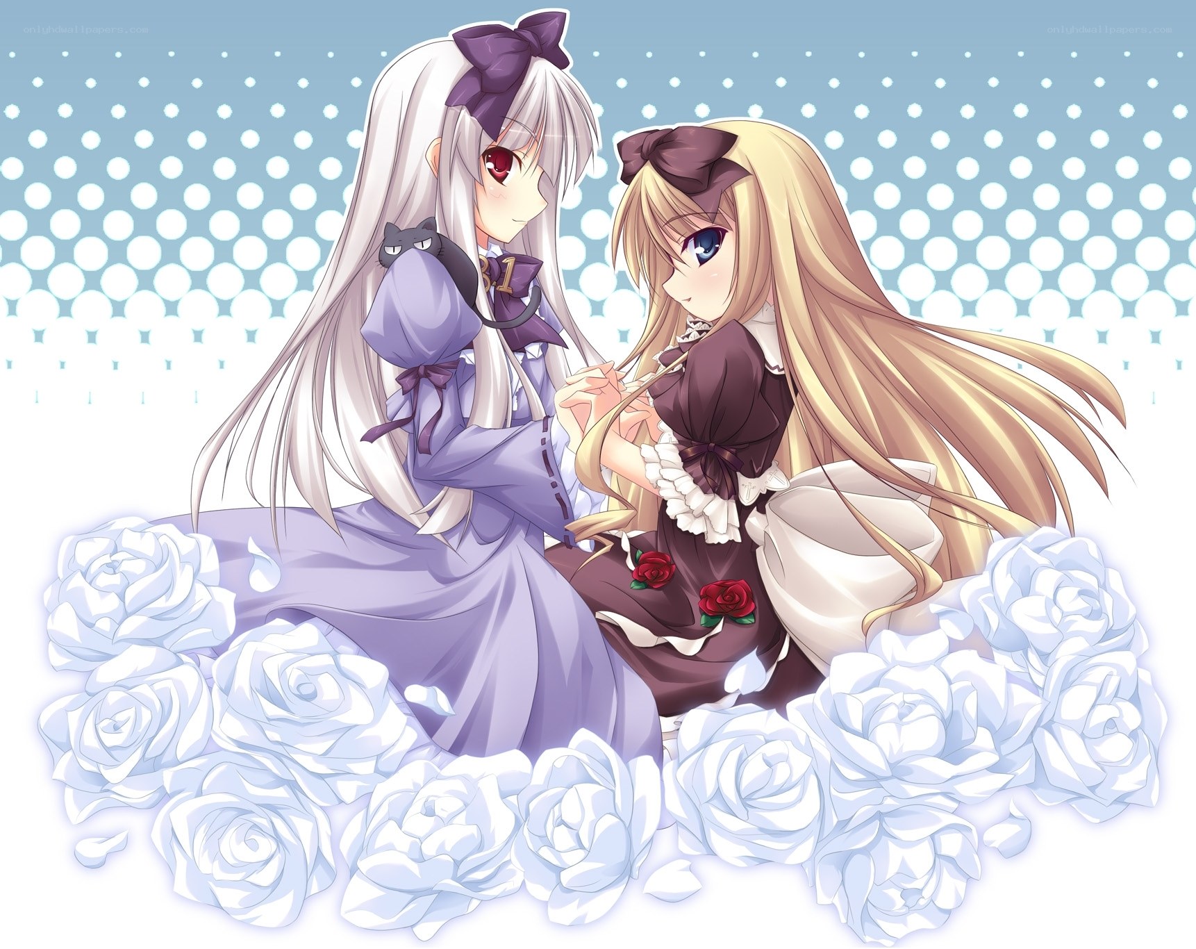 two girls with roses