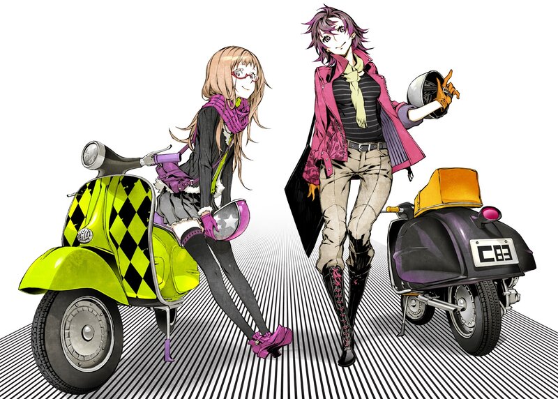 Two girls with scooters