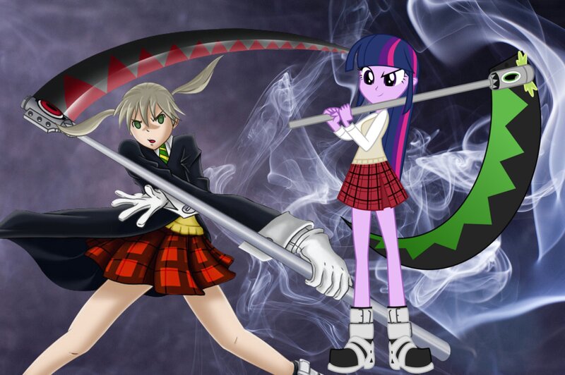 Two Girls with Scythes — Purple, Dramatic