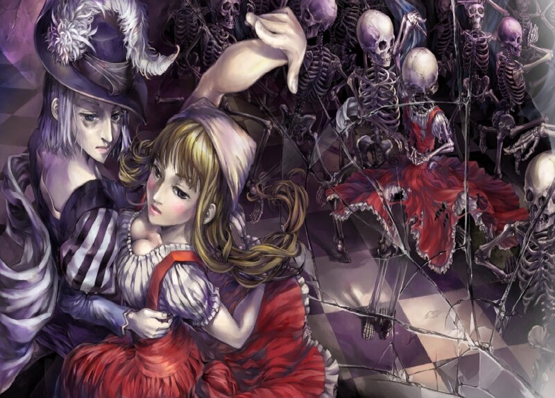 Two Girls with Skeletons — Purple