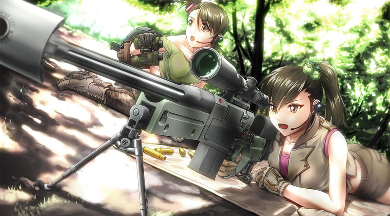 Two Girls with Sniper Rifles — Green