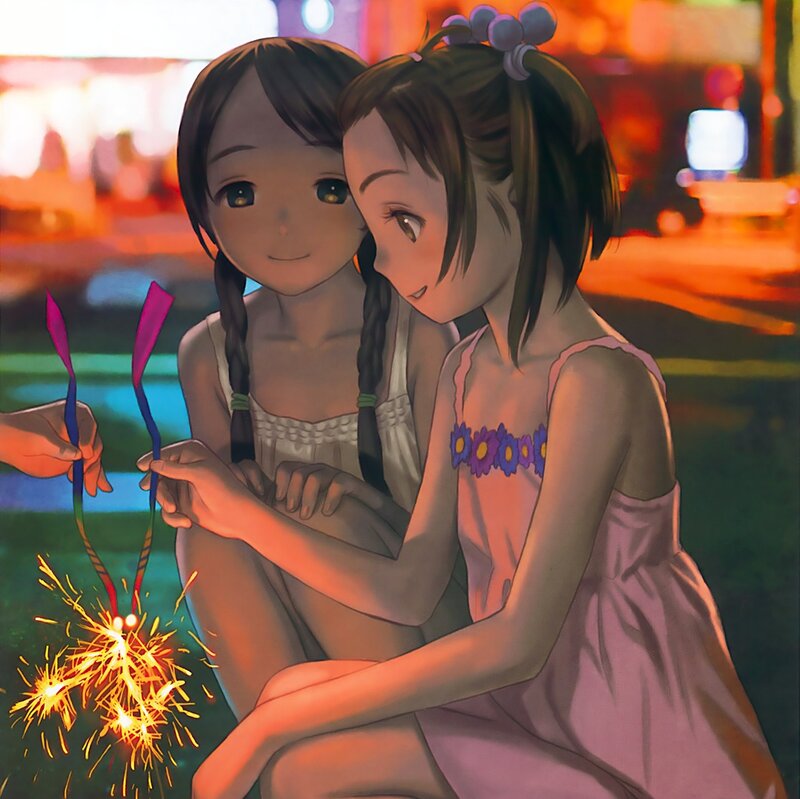 Two Girls with Sparklers