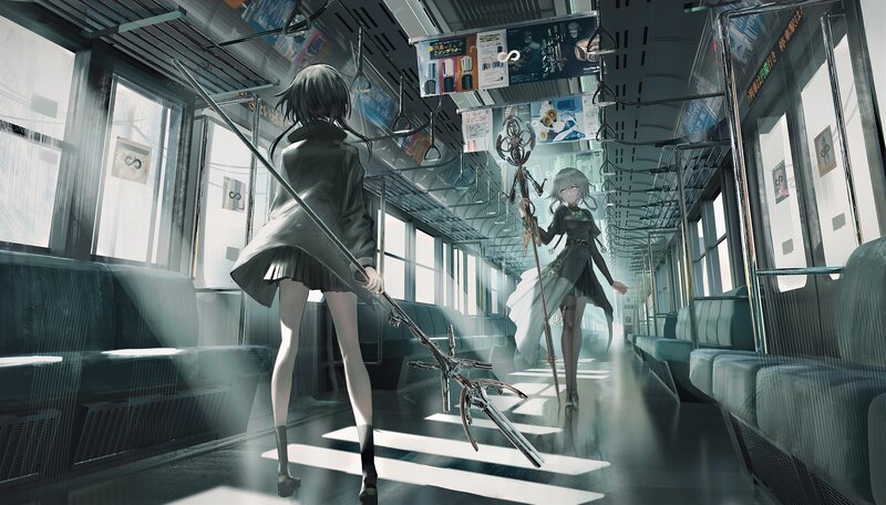 Two Girls with Spears