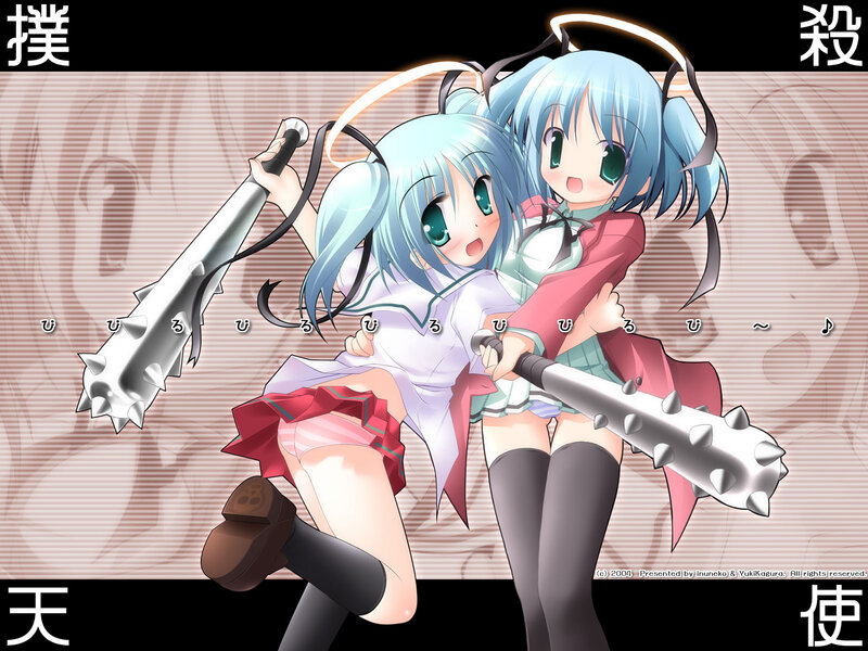 Two girls with spiked clubs