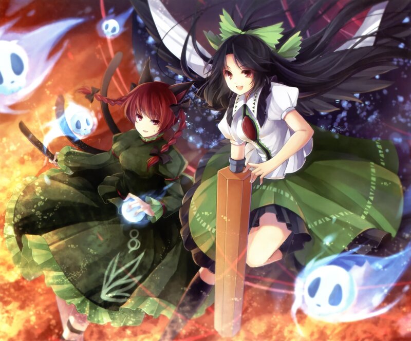 Two girls with spirits