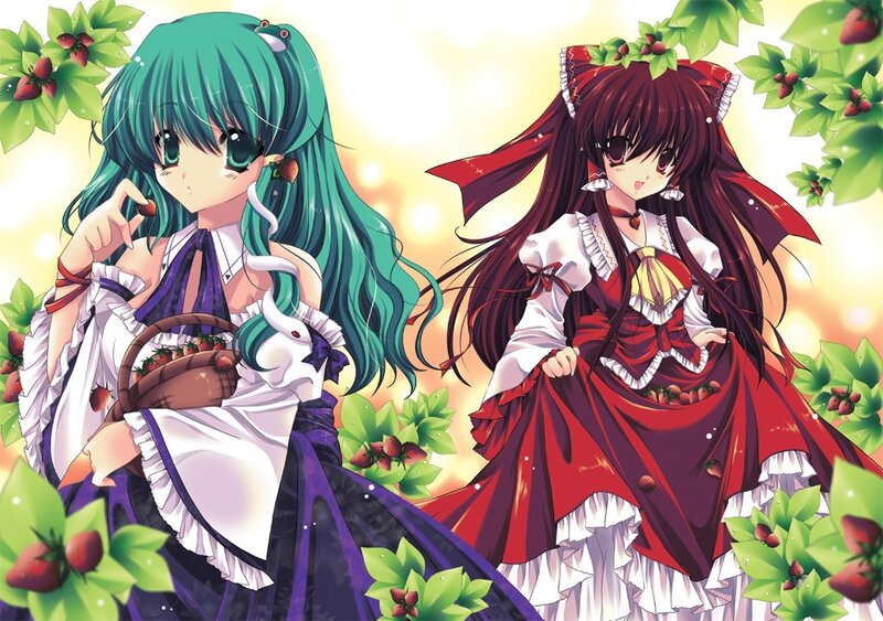 two girls with strawberries