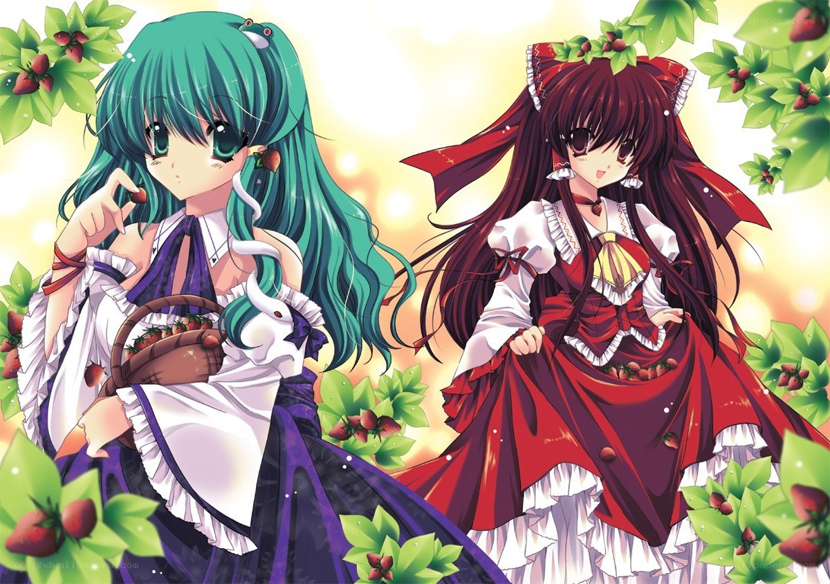 two girls with strawberries