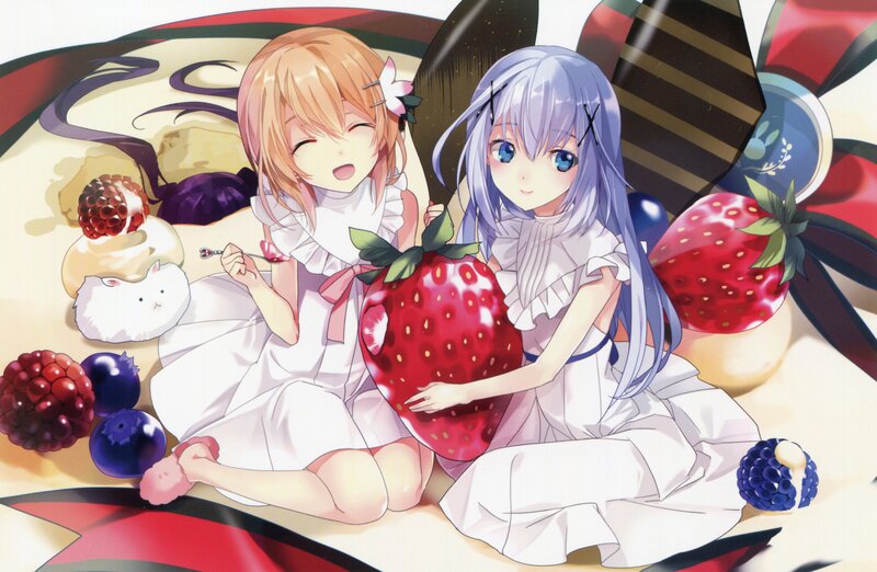 Two Girls with Strawberries — White