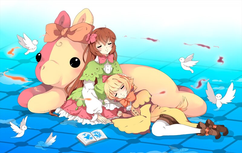Two Girls with Stuffed Animal