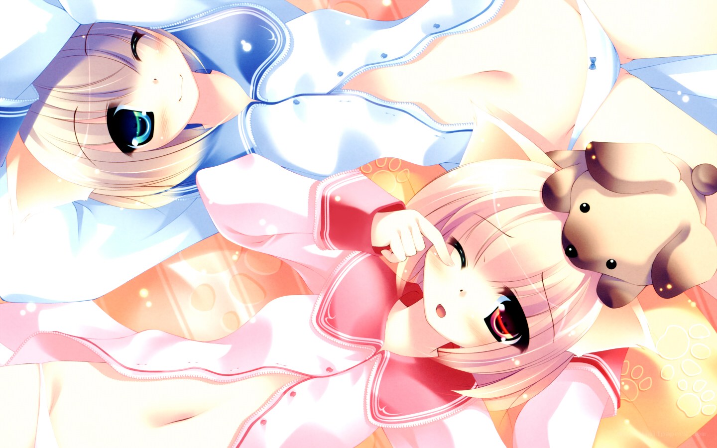 Two girls with stuffed animals