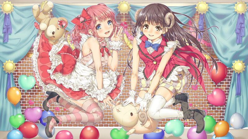 Two Girls with Stuffed Animals — Pink, Festive