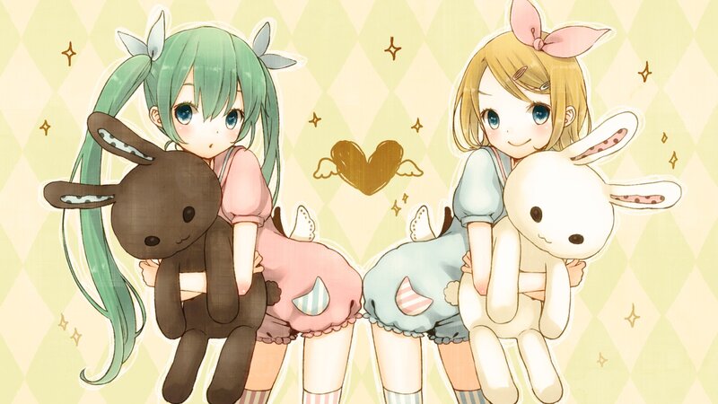Two girls with stuffed bunnies