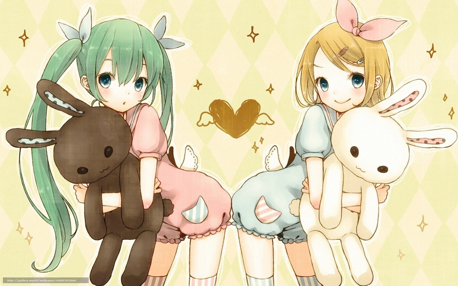 Two girls with stuffed bunnies