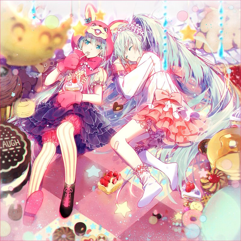 Two Girls with Sweets — Pink, Dreamy