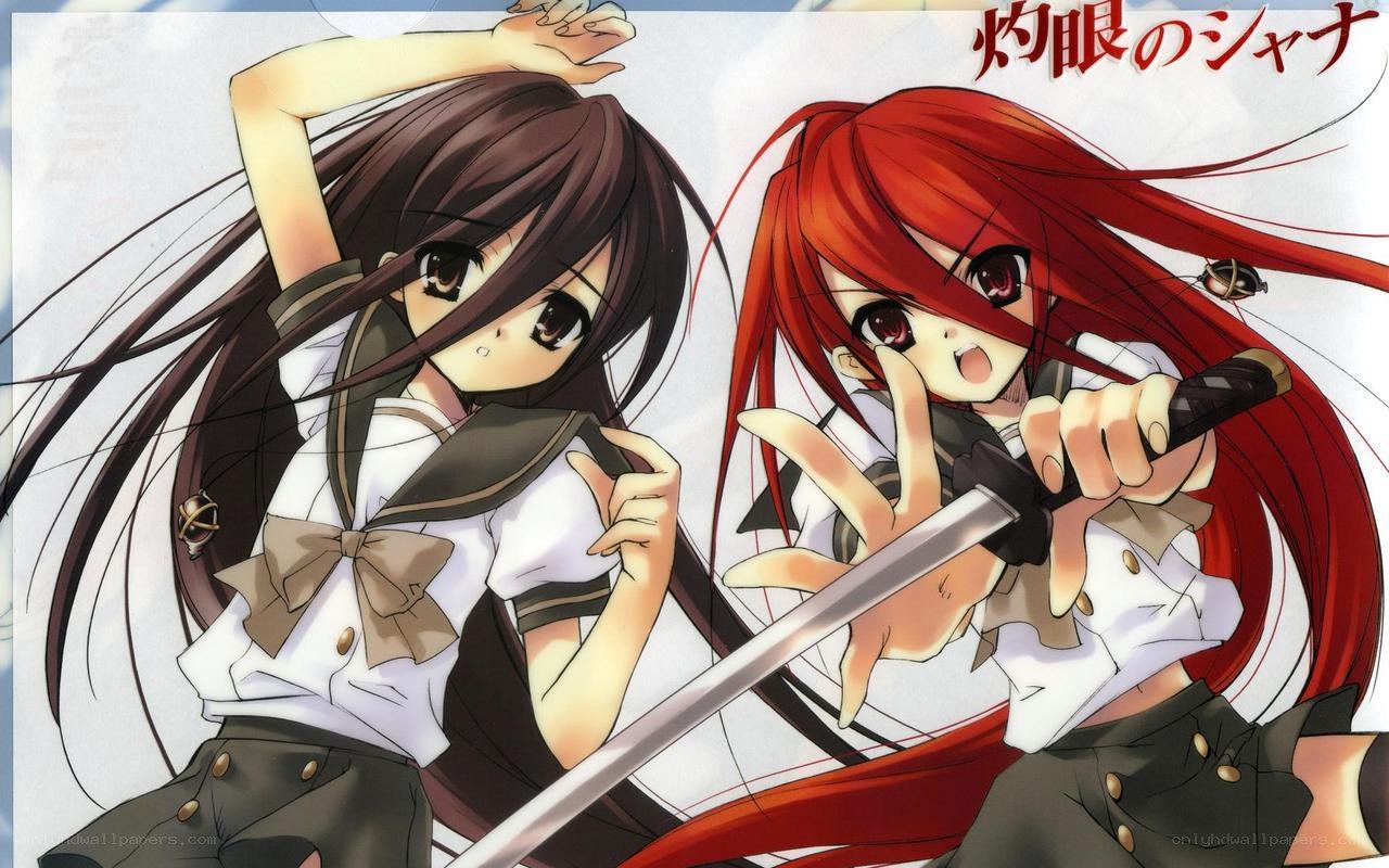 Two girls with swords