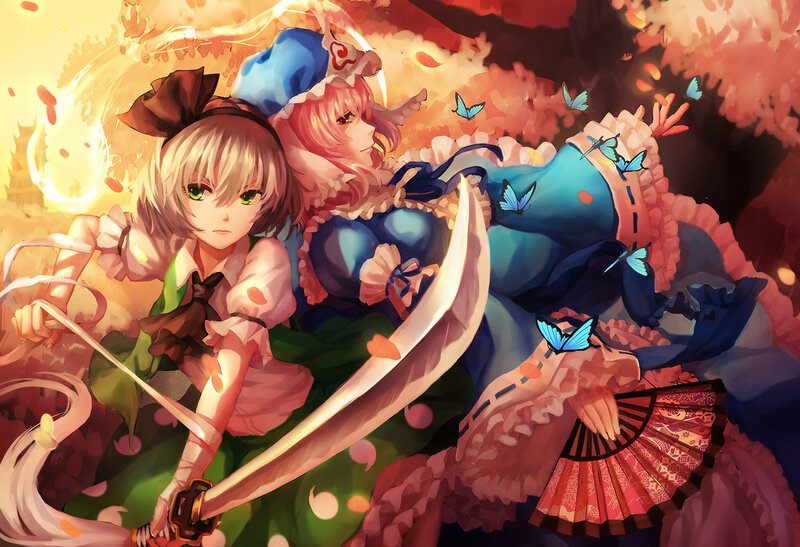 Two Girls with Swords — Blue, Dramatic, Autumn