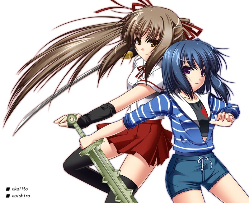Two Girls with Swords — Blue, Dynamic, Anime