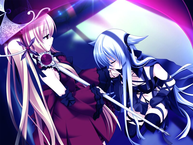 Two Girls with Swords — Purple, Dramatic, Night